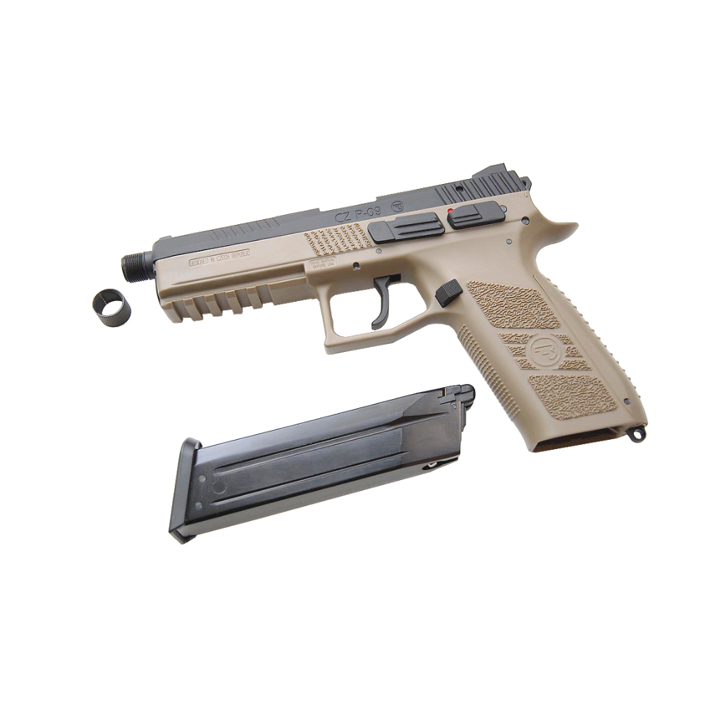 KJ WORKS CZ 75 P-09 Tactical GBB Pistol (GAS, TAN)