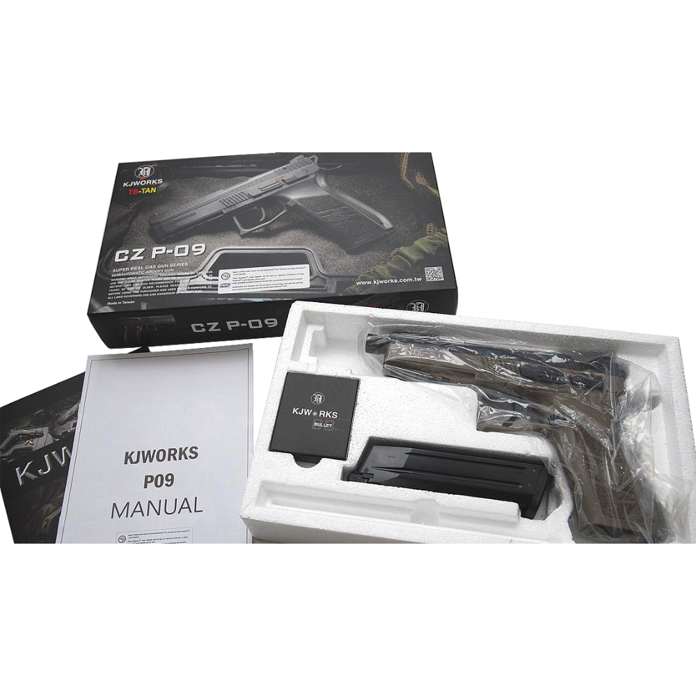 KJ WORKS CZ 75 P-09 Tactical GBB Pistol (GAS, TAN)